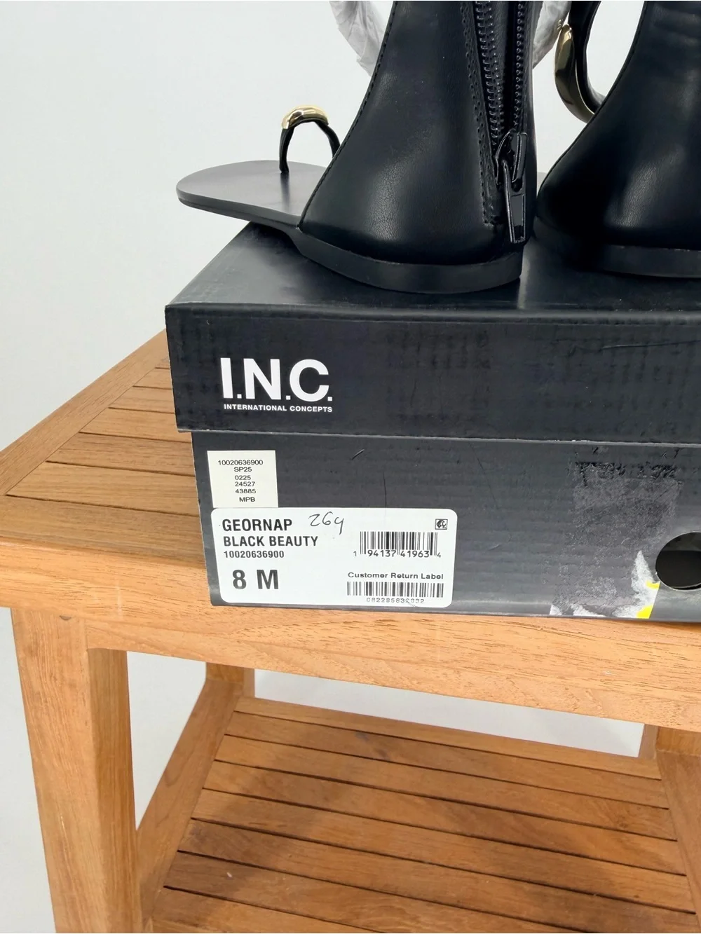 New INC International Concepts GEORNA Black Toe-Ring Ankle-Strap Sandals SIZE 8